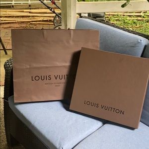 Authentic Louis Vuitton gift box, shopping tote.